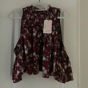 NWT Cinq A Sept Blouse burgundy Size M